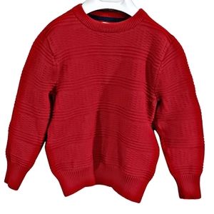 🤑Cat & Jack Boys Long Sleeved Red Ribbed Sweater Size XS (4-5)